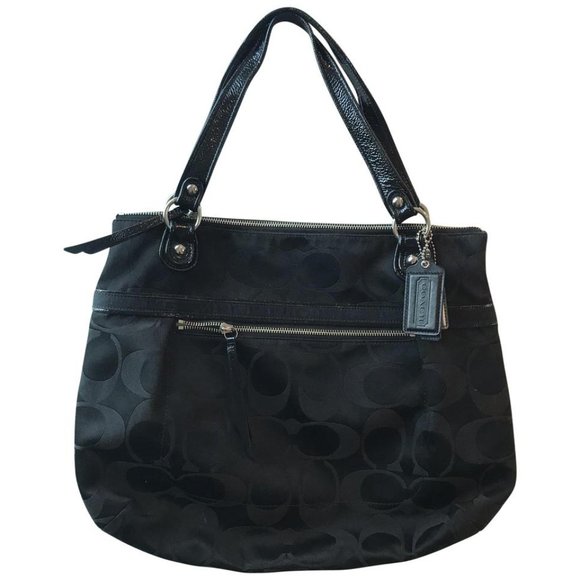 Coach Handbags - COACH XL Black Jacquard Fabric Shoulder Bag